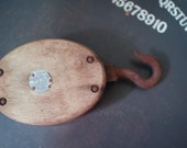 Large Wood and Iron Pulley - Vintage Collectible