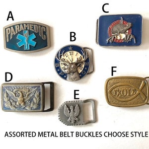Vintage Belt Buckles Enamel on Metal, Pewter, Brass Choose From Assortment