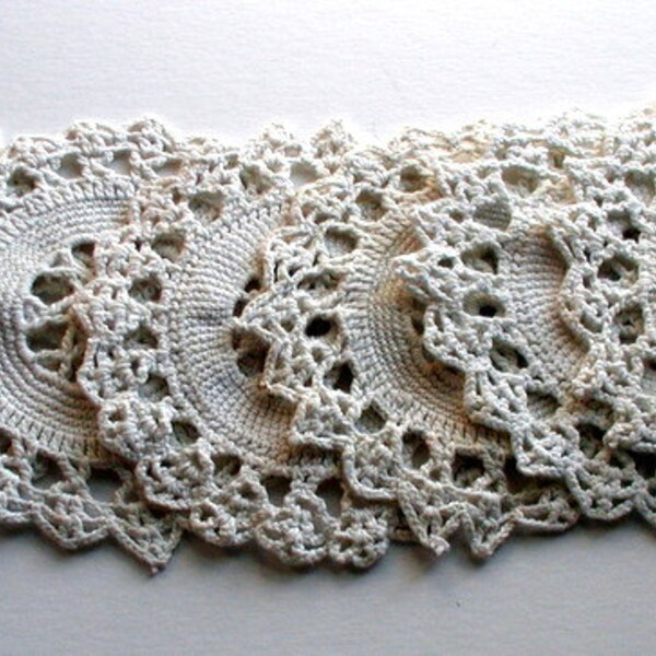 Six Vintage Round White Crocheted Doilies 1950's Retro Set of 6 Handmade Crochet Cotton Coasters