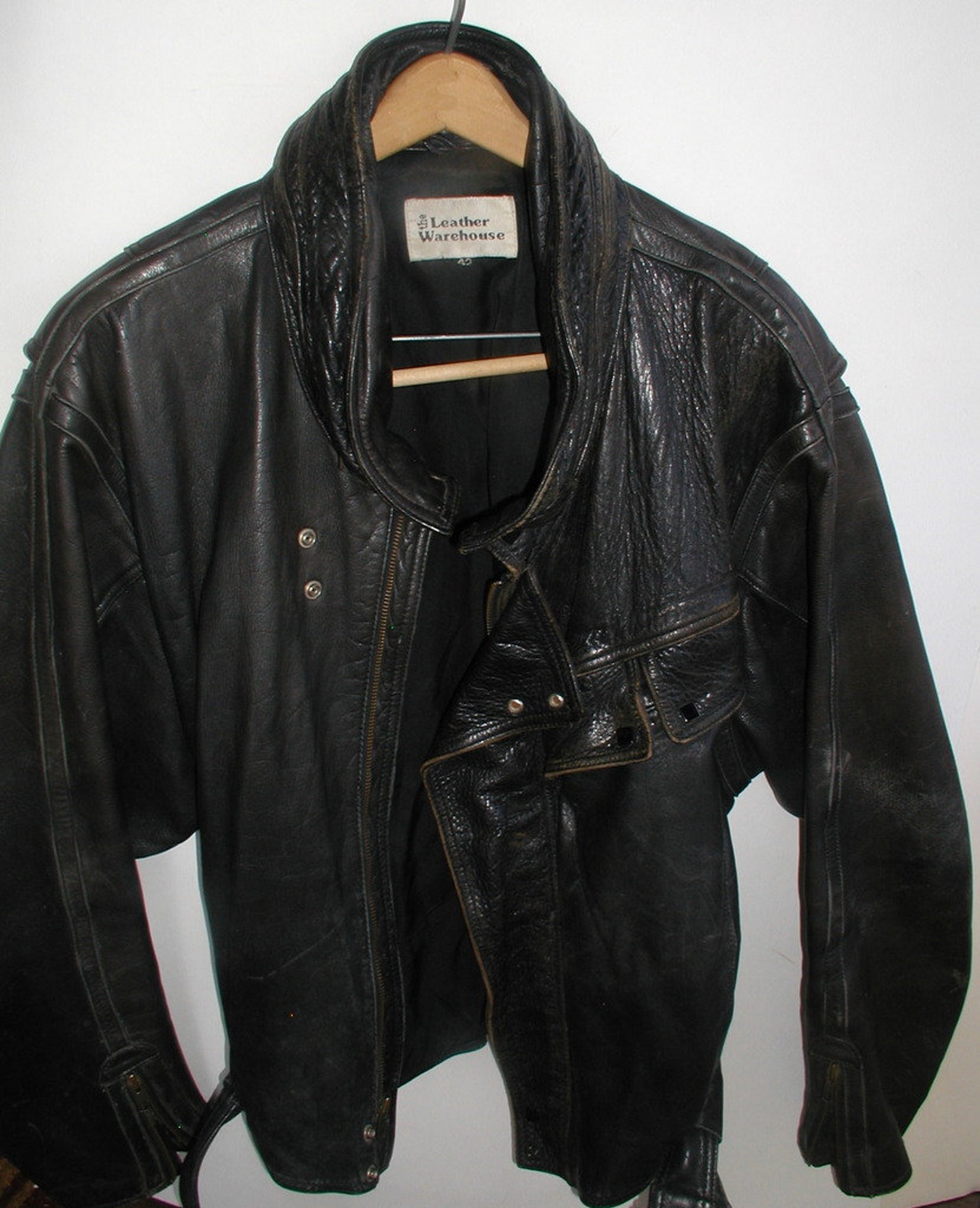 Mens Vintage 1980's Black Leather Motorcycle Jacket Size - Etsy