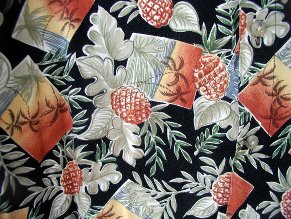 Vintage Tropical Print Men's Shirt LARGE Hawaiian… - image 5