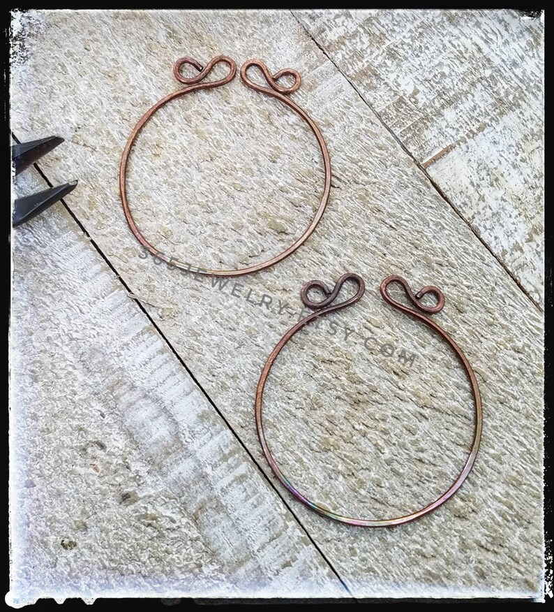 Handmade Copper Hammered Round Earring Findings / Copper Etsy