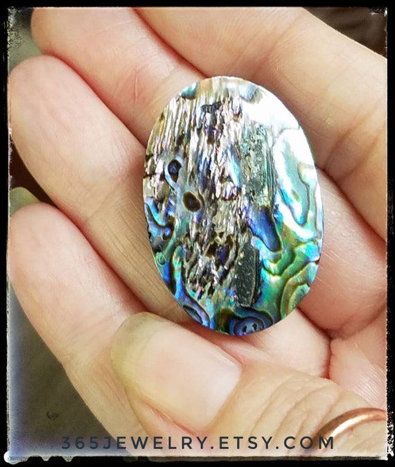 Natural Abalone Cabochon Large 24mm X 36mm Abalone Cab for Wire