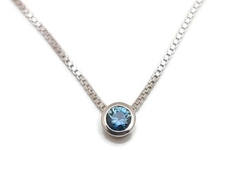 Montana Sapphire Sterling Silver Solitaire Pendant, Sliding Bezel Pendant, Bridal necklace