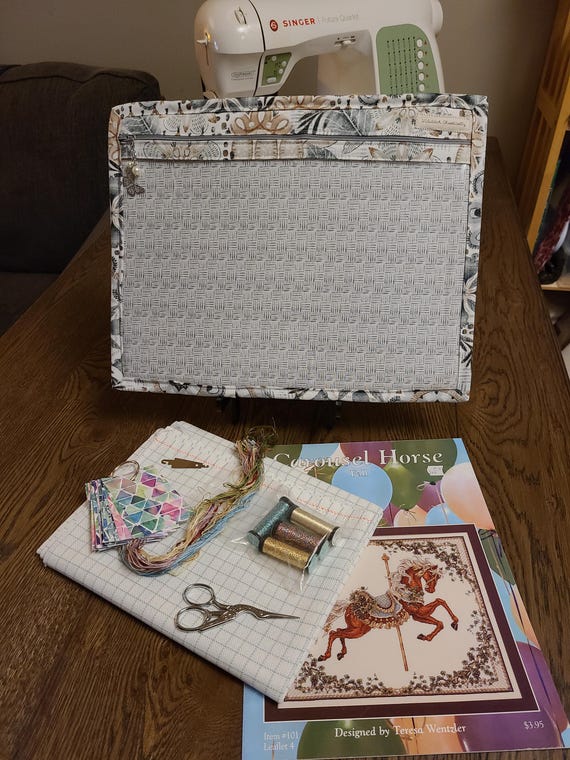 Zanzibar Abstract Embroidery/cross Stitch Vinyl Front Project Bag