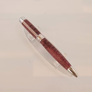 Handcrafted Ballpoint Pen, Princess Pen, Swarovski Crystals, Dyed Quilted Maple