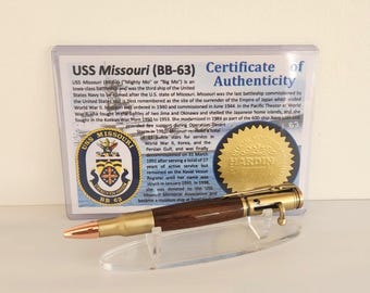 Handcrafted Pen made from USS Missouri reclaimed wood, BB-63, Battleship Pen, Naval Gift
