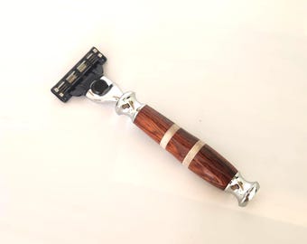 Handcrafted Razor Handle made with Cocobolo and Deer Antler