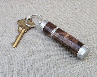 Handcrafted Keychain Lighter, Maple Burl, Chrome, Handmade Wood Keychain, Wood Lighter