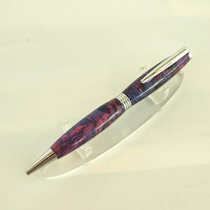 Handcrafted Wood Ballpoint Pen made with Dyed Box Elder Burl