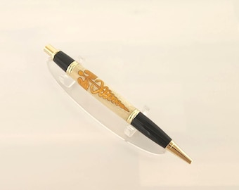 Handcrafted, ballpoint pen, Caduceus Inlay, Medical logo, Doctor Gift, Nurses Gift