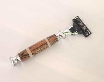 Handcrafted Razor Handle made with Bocote and Deer Antler