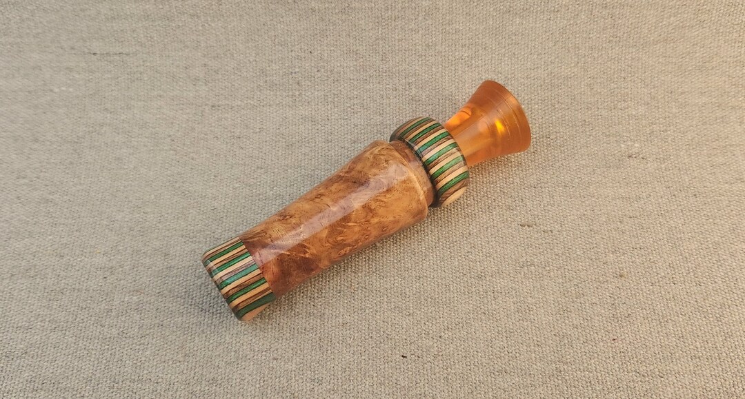 Handcrafted Duck Call With Amboyna Burl and Spectraply, Presentation
