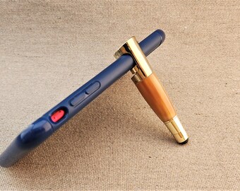 Handcrafted Smartphone Stand with Stylus, Buffalo Horn