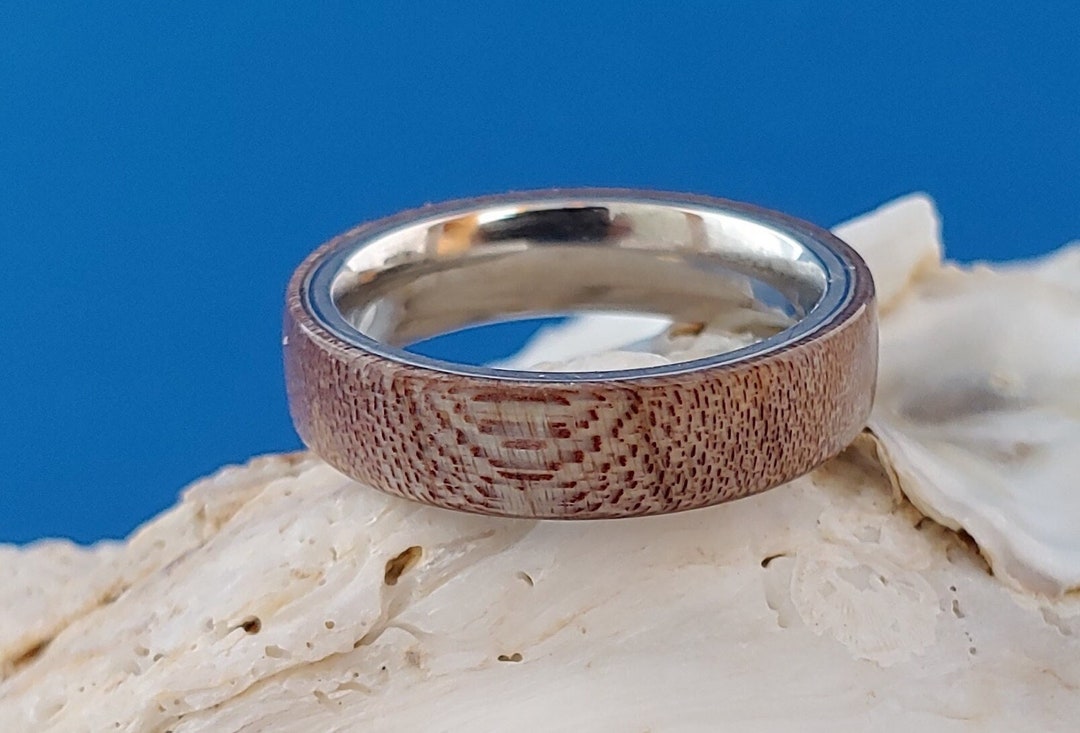Handmade Quilted Maple Wood Ring, Stainless Steel Core, Size 7-1/2 - Etsy