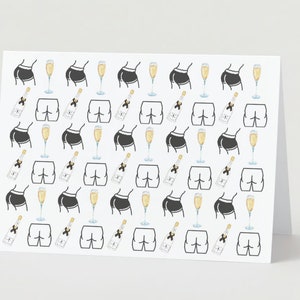 Tarjeta de felicitación - Traseros y burbujas
