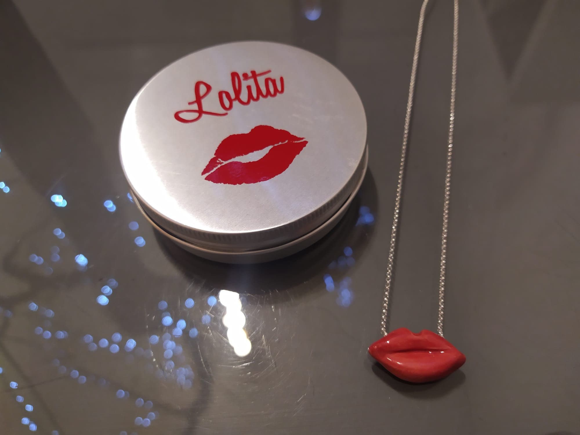 Collana Lolita in argento dorato e ceramica collana bocca - Etsy Italia