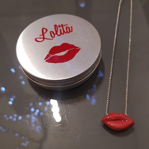 necklace Lolita, silver necklace with gold bath and ceramic, dedicated to Lolita