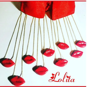 necklace Lolita, silver necklace with gold bath and ceramic, dedicated to Lolita