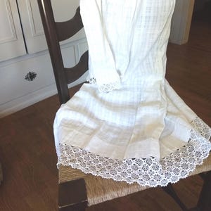 Dimity Long Apron Victorian 1900's Embellished Handmade Rick Rack Lace Trim