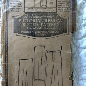 1920年代の絵画レビュー ヴィンテージ縫製パターン 男の子用ズボン