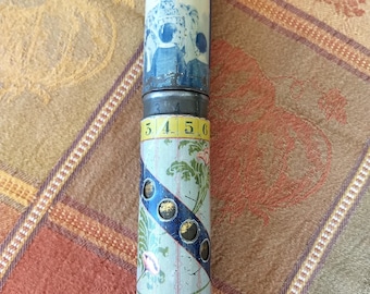 1898 Victorian Tin Lithograph Children's School Tube Pencil Case