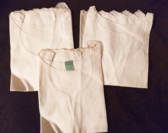 Vintage 3 Philippines Baby Petticoat Infant Slip Embroidery 1940's Unworn Labels Underwear Lot