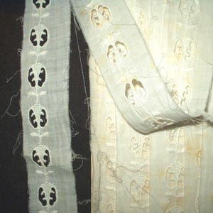 Victorian 1900&#39;s Whitework Embroidery Swiss Eyelet Insertion Trim