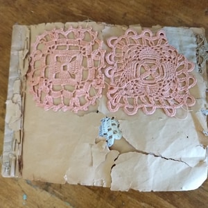 Antique Crochet Practice Stitches Handmade Notebook Early 1900 1920 Paper Book