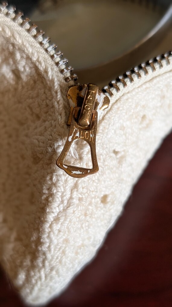 1940s Crochet Coin Purse Vintage Talon Zipper Closure War Years View 5