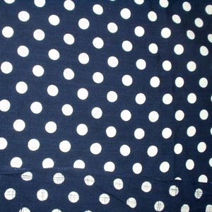 Vintage 1950 Fabric Navy Blue Polka Dot Cotton Dress Yardage Summer Weight Unused Sewing Crafts