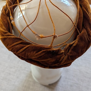 Victorian Bonnet Frame 1890s Velvet Covered Wire Hat Base Antique Brown Millinery Form