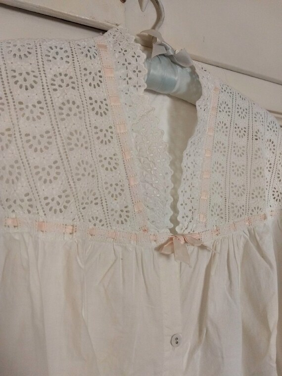 Edwardian Nightgown White Cotton Eyelet 