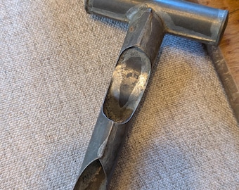 Antique Tin Apple Corer, Early 1900s Primitive T-Handle Kitchen Tool, Rustic Farmhouse Tinware