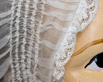 Antique Baby Bonnet Tulle Lace Peach Ribbon - Etsy UK display picture 3