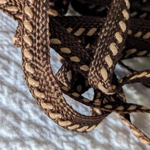 Antique 1920s Art Deco Woven Braid Trim  Brown Rayon Cotton Tan Raised Pattern  Unused
