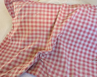 Antique Red & White Homespun Sham, Primitive Farmhouse Pillow Cover, Early 1900s Country Textile