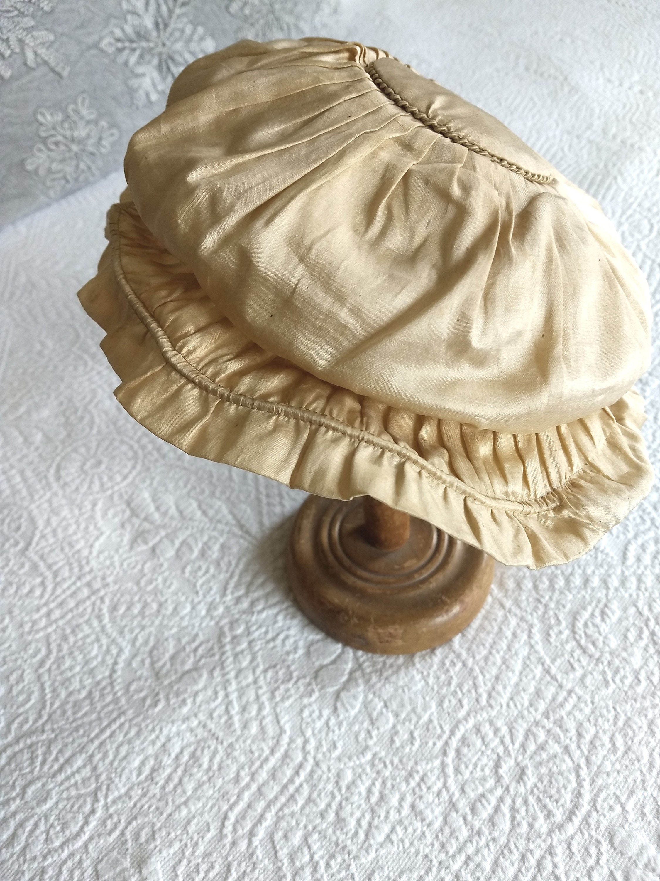 Victorian Doll Hat Wide Brim Silk Tan Fabric Wire - Etsy