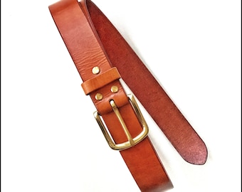 Man's Handmade English Leather belt | Full grain leather | Brown belt | Casual belt