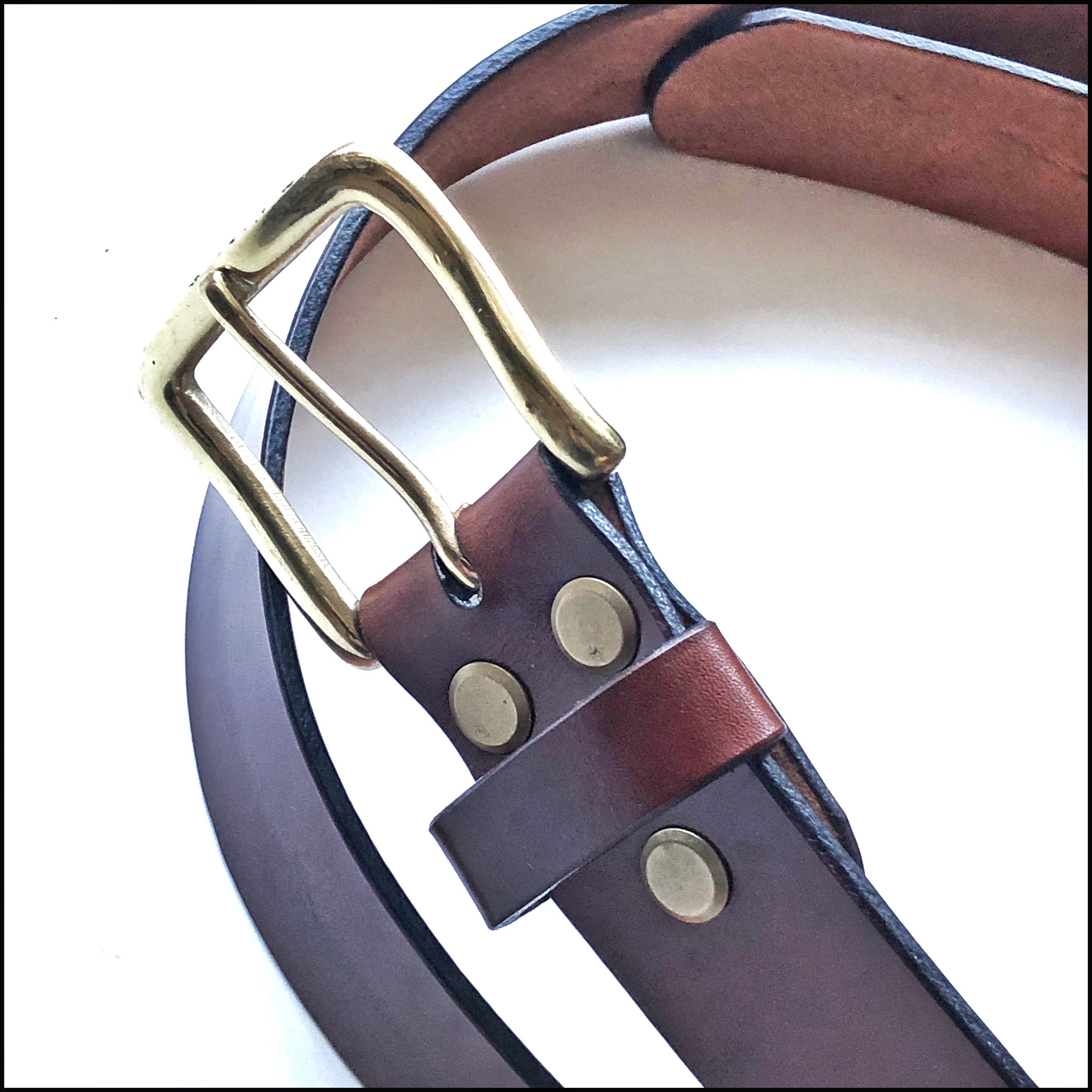 Man's Handmade English Leather Belt Full Grain Leather Brown Belt