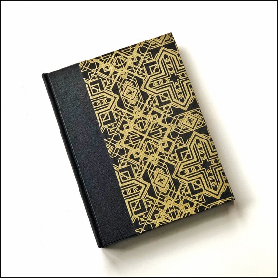 Small Sketch Book Black/gold Journal Plain Paper 8x6 Inches 