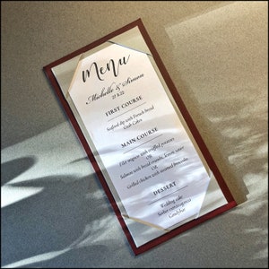 Menu Holder | Wedding menu | Hand made in UK | 2/3 A4 size menu | Red | Guest information | Air BnB |