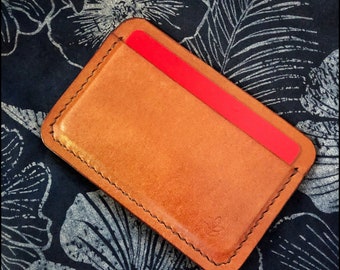 Tan leather 3 pocket wallet. Handmade in the UK  |  Leather card holder | card wallet | Leather wallet | Minimalist |