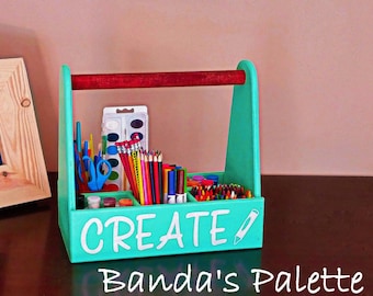 Personalized Crayon Tote, Crayon Caddy, Paint Holder, Draw Station, Christmas Gift, Art, Coloring Box, Creation Station, Pinterest, Tool Box