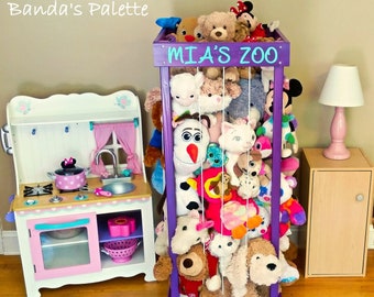 2', 32", 3', 4' Stuffed Animal Zoo, Wood Animal Holder, Storage, Stuffed Animal Organizer, Kids Gifts, Ball Storage, Birthday Gift CPY