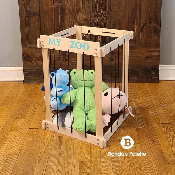 Zoológico de peluche, Titular de madera animal, almacenamiento, peluche Organizador, regalos de los niños, regalo de navidad, regalo de cump