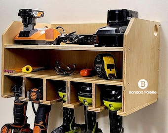Tool Holder, Unique gift for men, Gift for Dad, Cordless Tool Charging Station, 5 Slot Drill Holder, Father's Day, Handyman, Cordless Tool