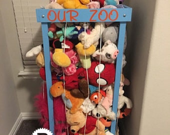 2', 32", 3', 4' Stuffed Animal Zoo, Wood Animal Holder, Storage, Stuffed Animal Organizer, Kids Gifts, Ball Storage, Birthday Gift, Organize