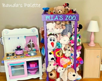 2', 32", 3', 4' Stuffed Animal Zoo, Wood Animal Holder, Storage, Stuffed Animal Organizer, Kids Gifts, Ball Storage, Birthday Gift, Organize