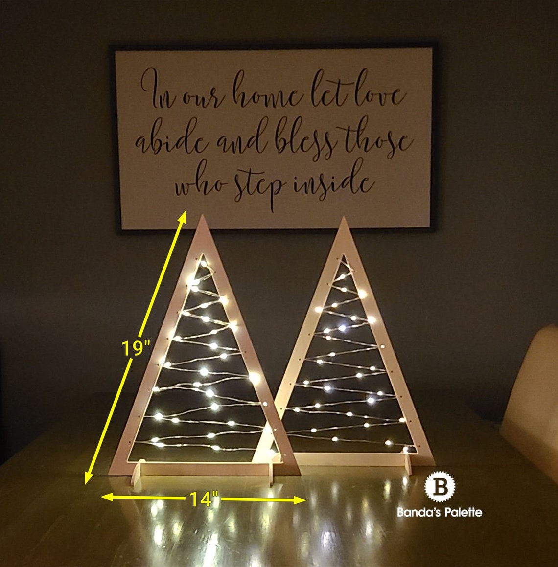 Christmas Tree Table Topper Wooden Tree With Lights Holiday - Etsy